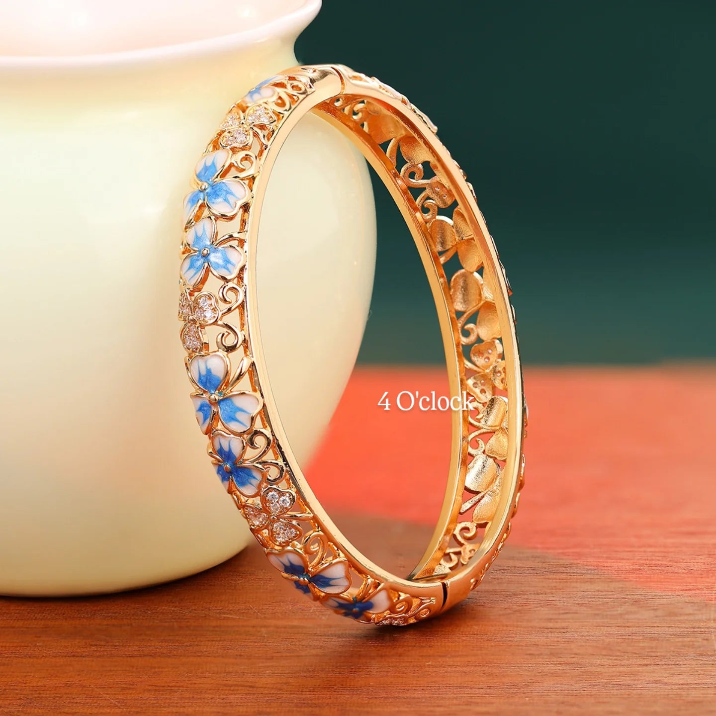 ✨🏰VC54: Cloisonné Vintage Victorian Bangles : Blue 🌸🕯️
