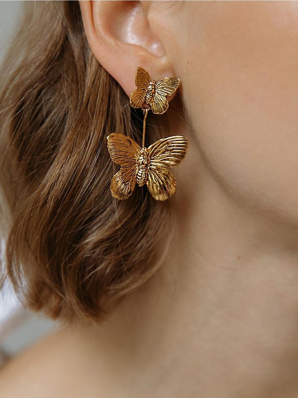 Vintage Earrings: Golden Butterfly