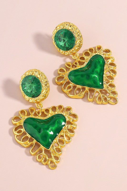 Vintage Earrings: Green Love