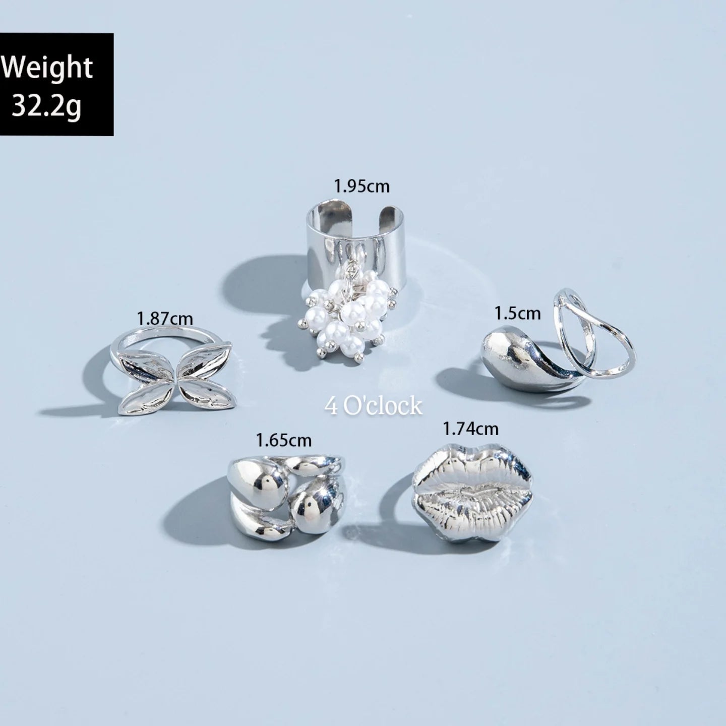 ✨RS88: Maximalistic Finger Ring Sets (Silver) - 5pcs (Adjustable-Non adjustable mixed sizes)