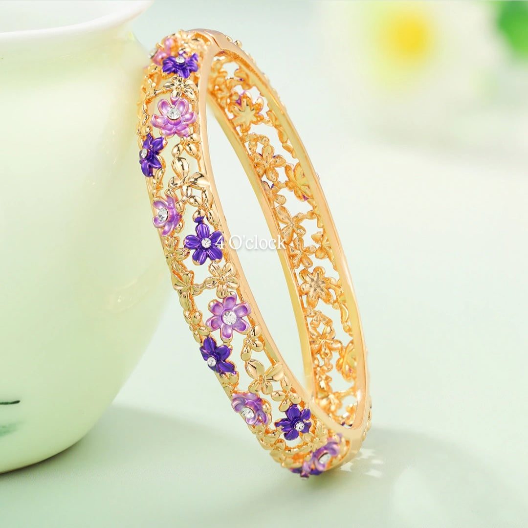 ✨🏰VC01: Cloisonné Vintage Victorian Bangles : Purple 🌸🕯️