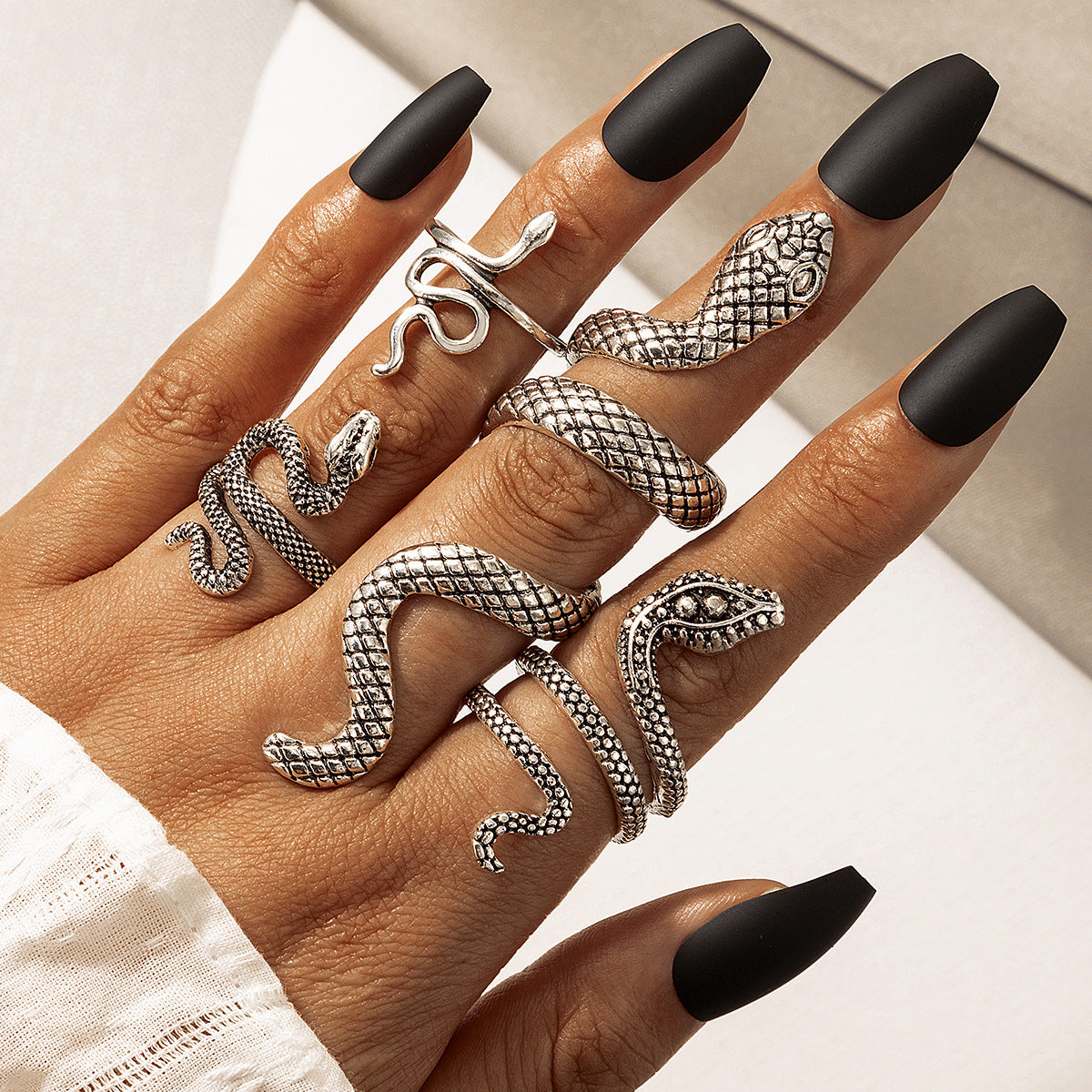 RS135: Maximalistic Finger Ring Sets (silver) - 4pcs