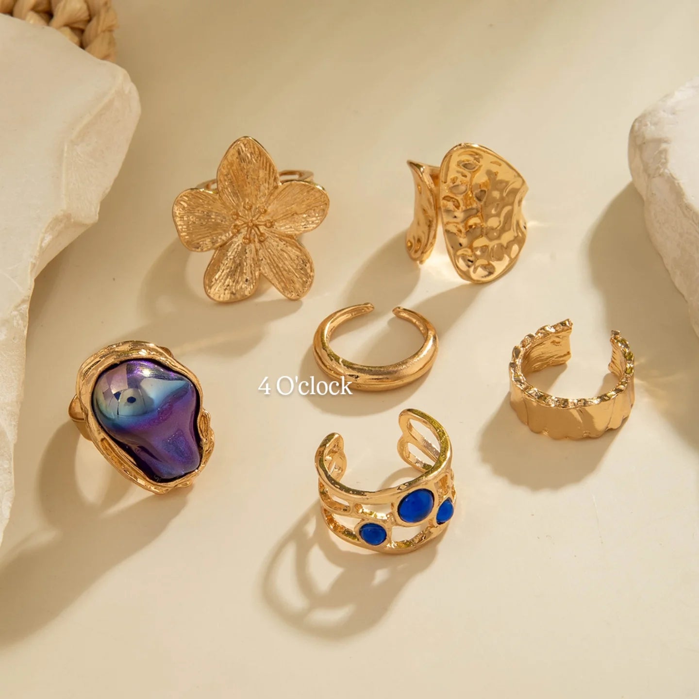 ✨RS59: Maximalistic Finger Ring Sets (Golden) - 6pcs (Full set adjustable)