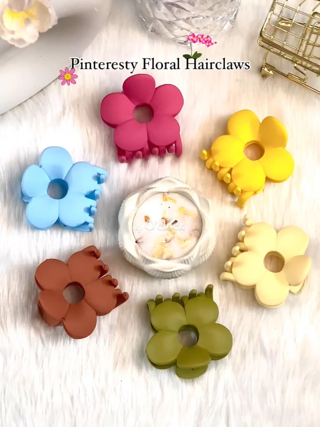 Floral Hairclaws: Sky Blue