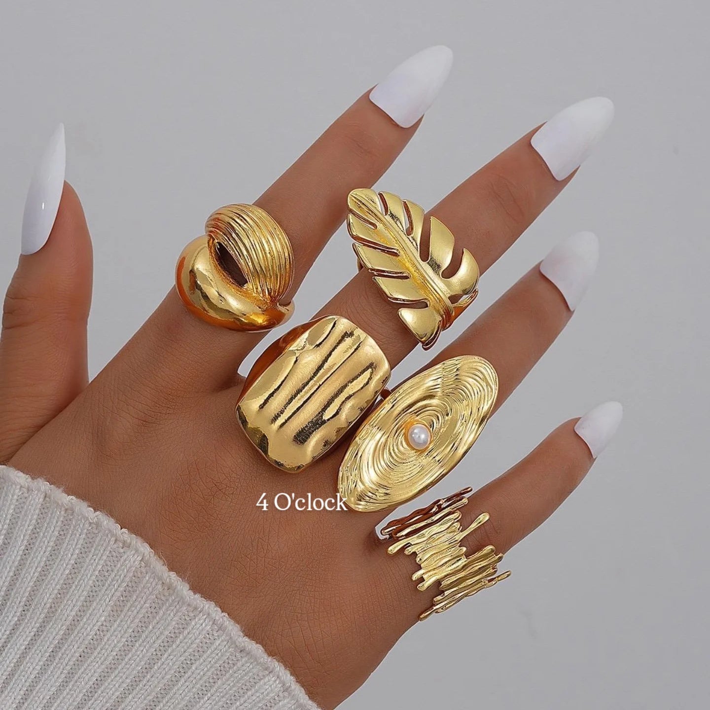RS38: Maximalistic Finger Ring Sets (Golden) - 5pcs