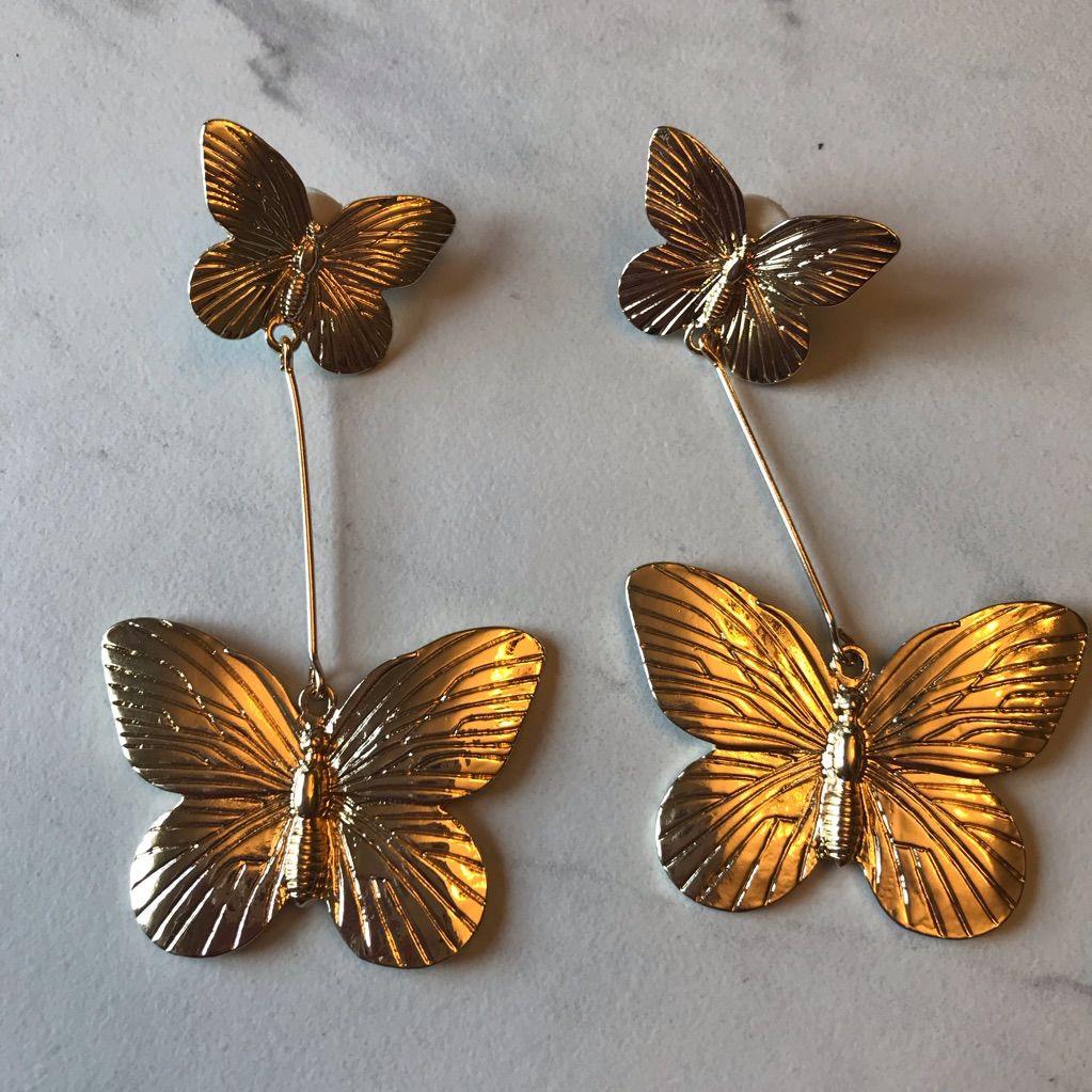Vintage Earrings: Golden Butterfly