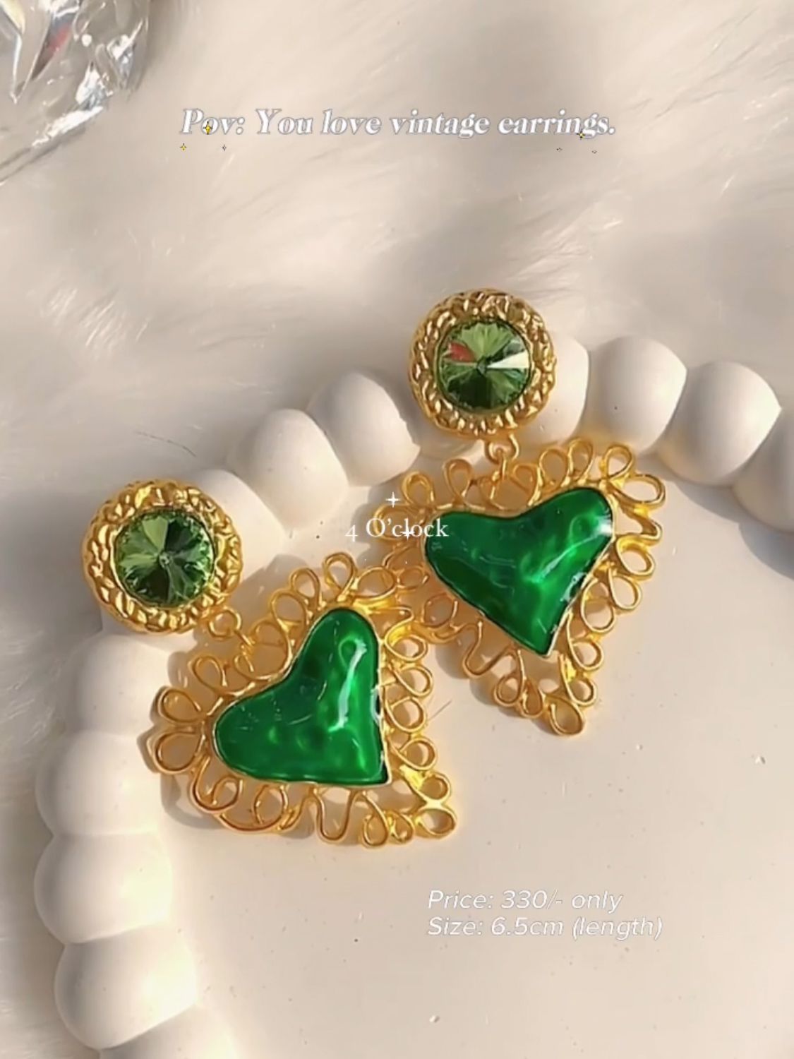 Vintage Earrings: Green Love