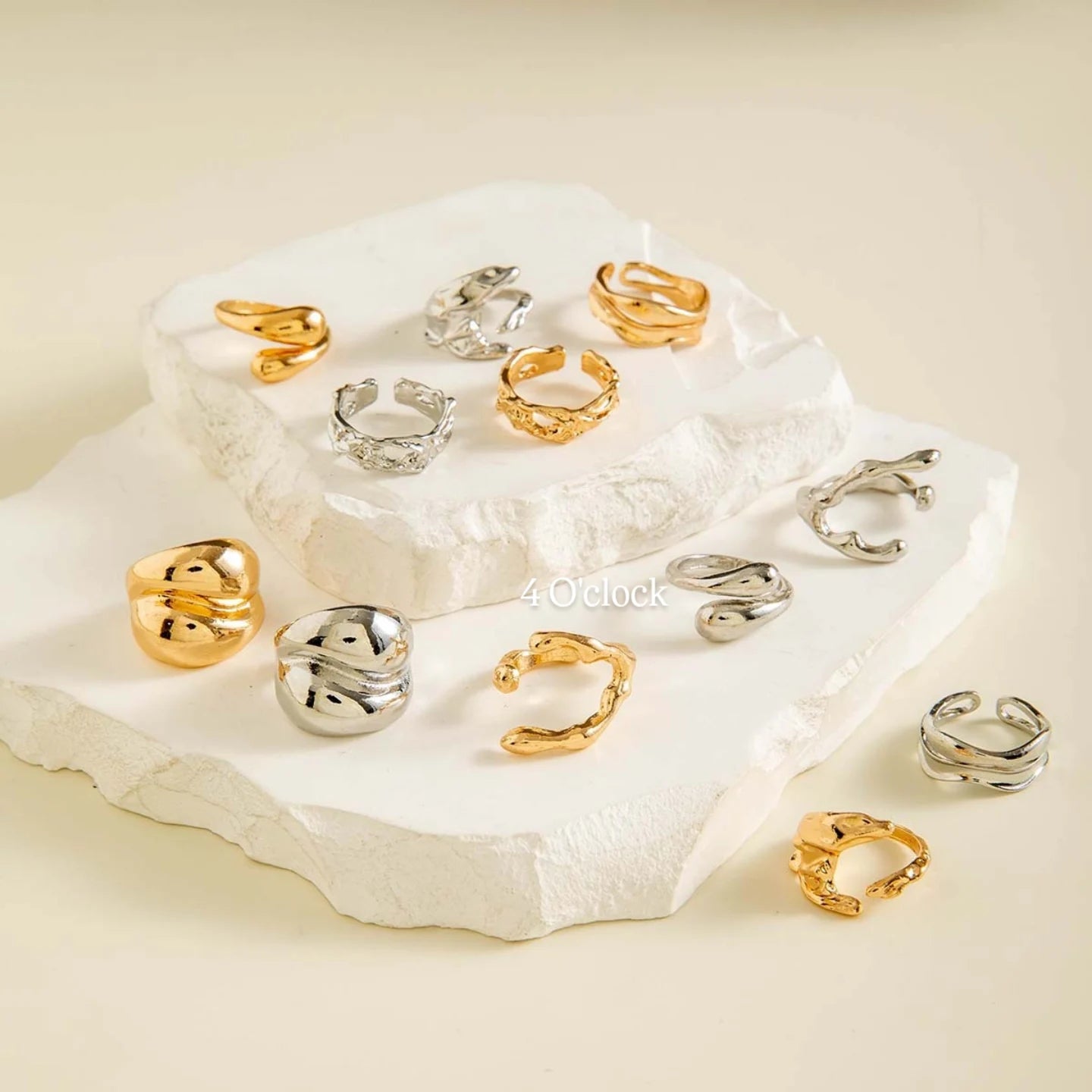 ✨RS50: Maximalistic Finger Ring Sets (Golden & Silver) - 12pcs (full set adjustable)