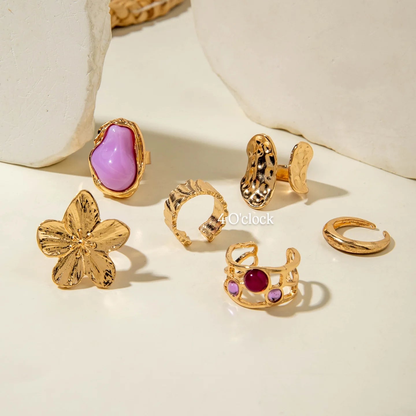 ✨RS61: Maximalistic Finger Ring Sets (Golden) - 6pcs (Full set adjustable)