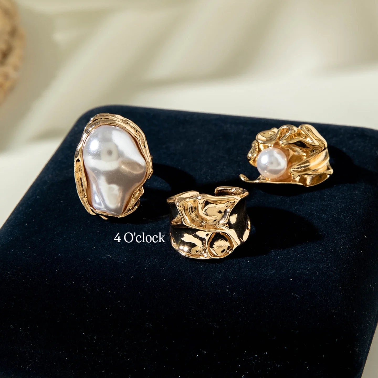 ✨RS54: Maximalistic Finger Ring Sets (Golden) - 3pcs (Adjustable-Non adjustable mixed sizes)