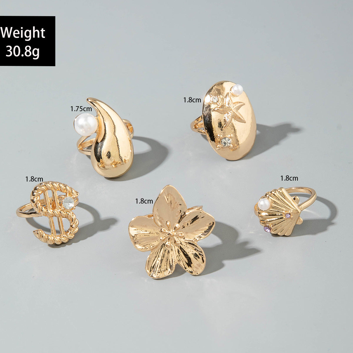 ✨RS41: Maximalistic Finger Ring Sets (Golden) - 5pcs (Non adjustable)