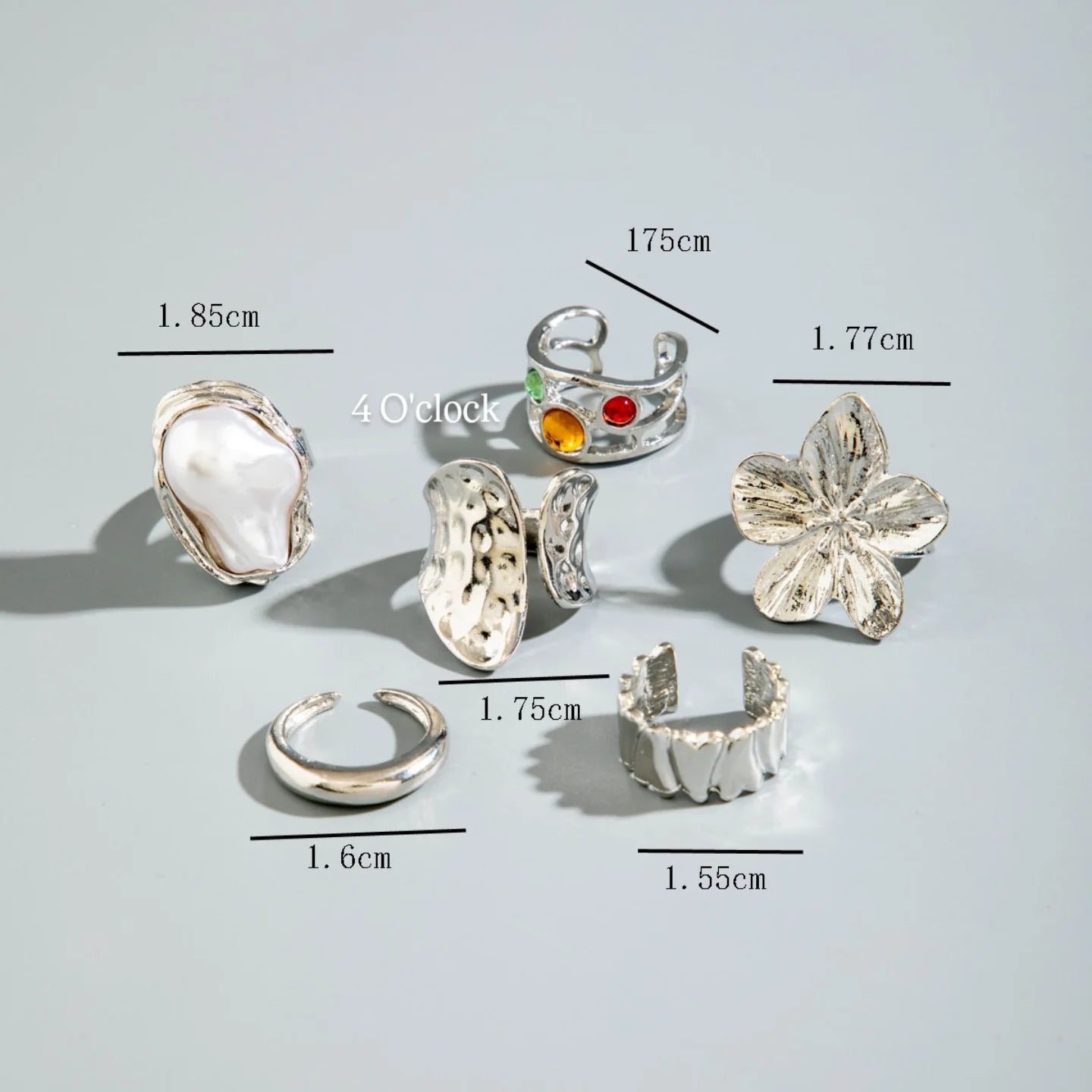 ✨RS21: Maximalistic Finger Ring Sets (Silver) - 6pcs (Full set adjustable)