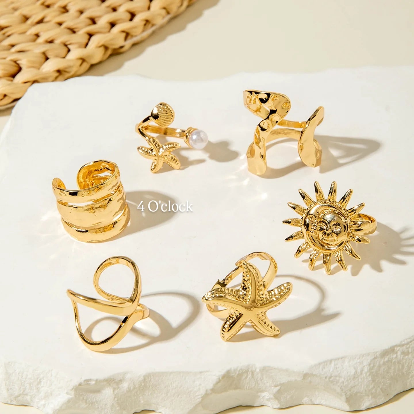 ✨RS65: Maximalistic Finger Ring Sets (Golden) - 6pcs (Full set adjustable)