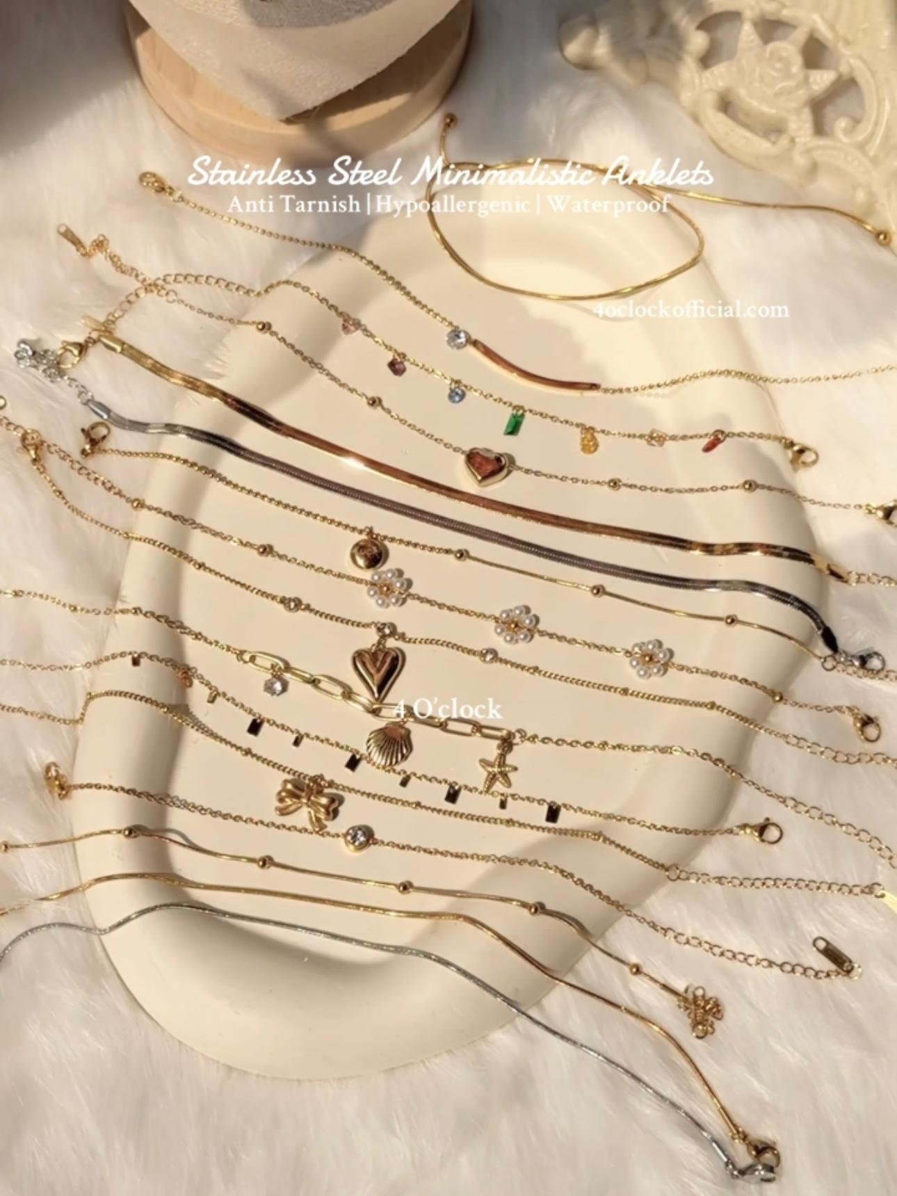 A09✨18k Gold Plated Stainless Steel Anklet: Golden Stack✨