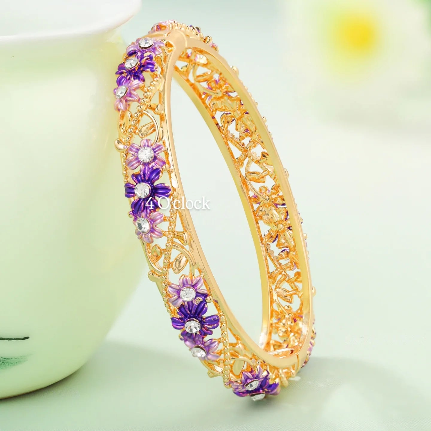 ✨🏰VC09: Cloisonné Vintage Victorian Bangles : Purple 🌸🕯️
