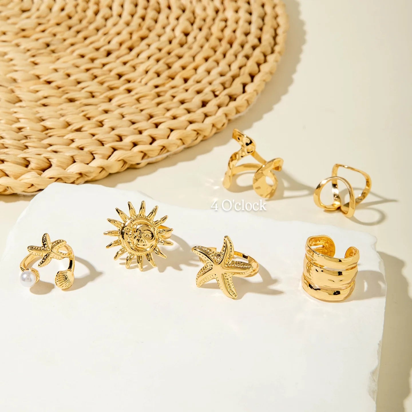 ✨RS65: Maximalistic Finger Ring Sets (Golden) - 6pcs (Full set adjustable)
