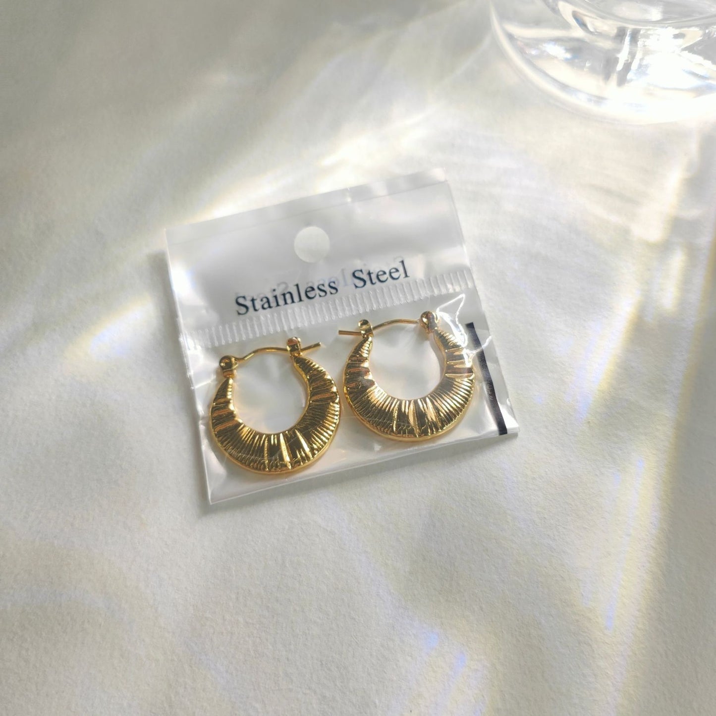 GE76: 18K Gold Plated Stainless Steel Ear Hoops