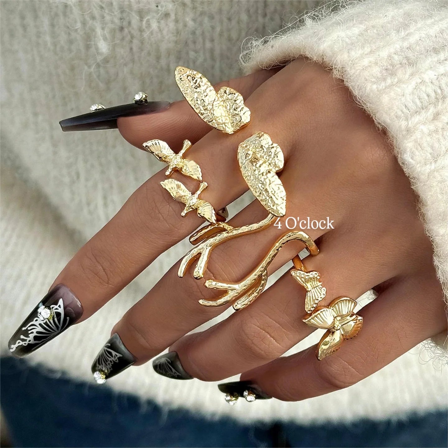 ✨RS95: Maximalistic Finger Ring Sets (Golden) - 6pcs (Full set adjustable)