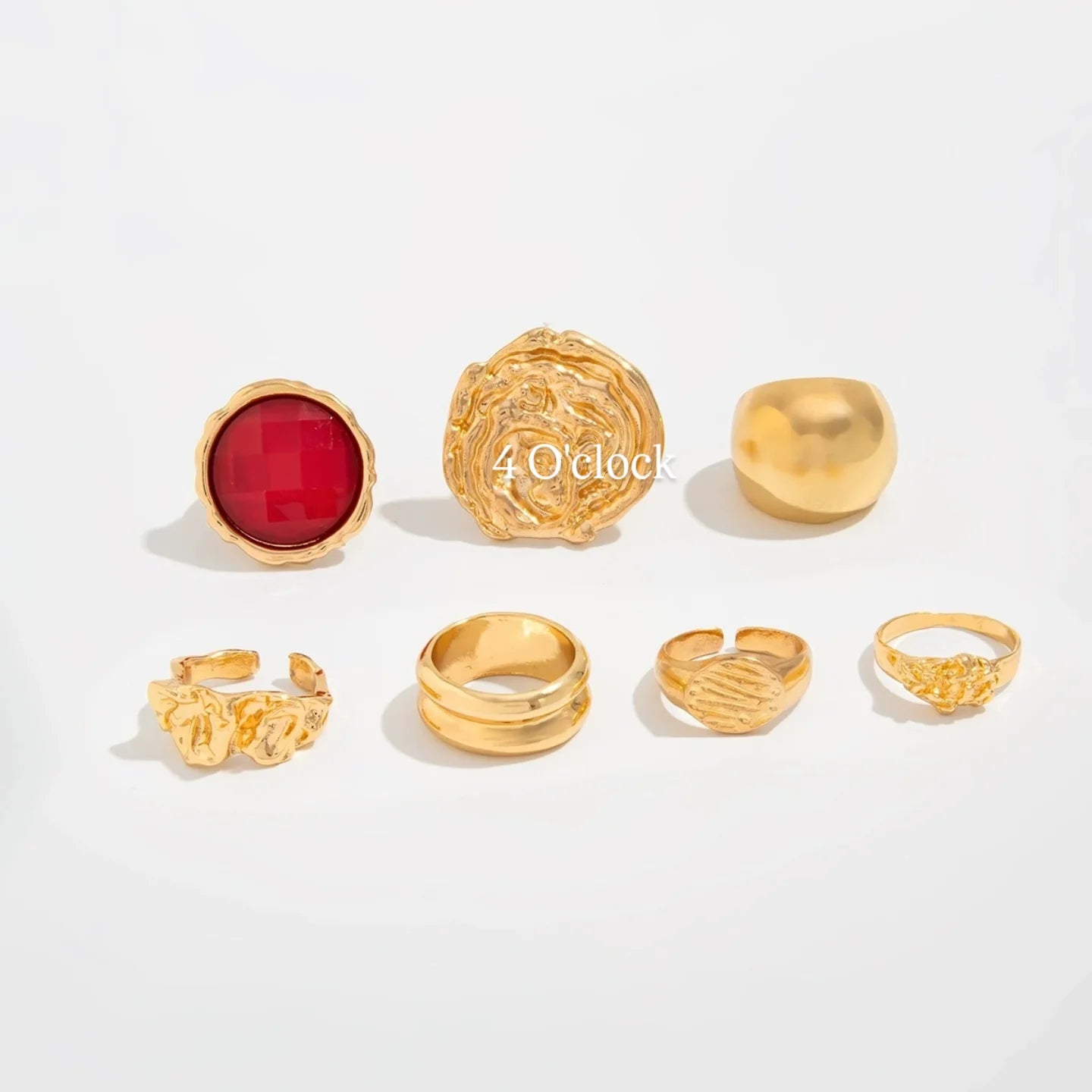 ✨RS113: Maximalistic Finger Ring Sets (Golden) - 7pcs (Adjustable-Non adjustable mixed sizes)