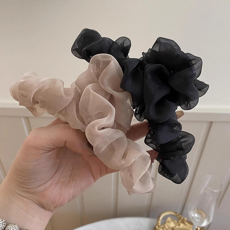Mesh Ruffle Hairclaw: Coffee