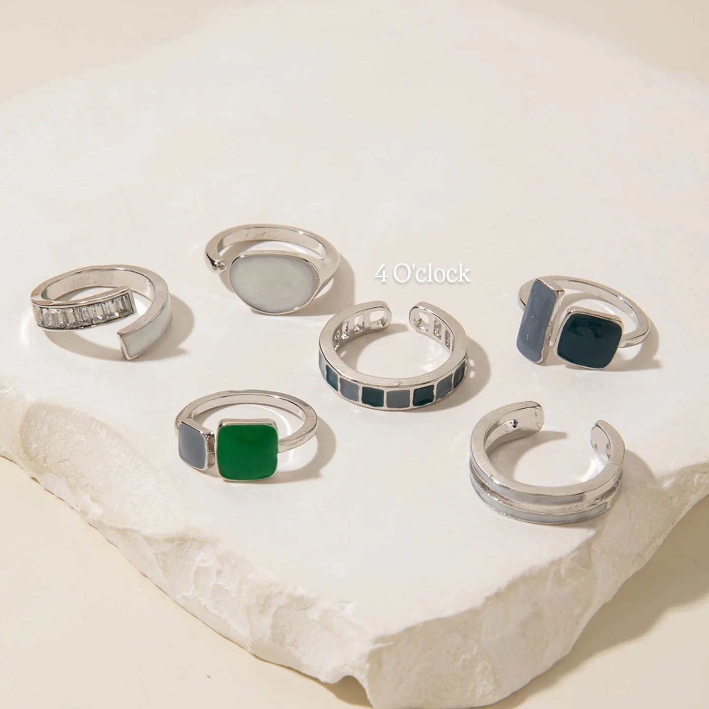 ✨RS90: Maximalistic Finger Ring Sets (Silver) - 6pcs (Adjustable-Non adjustable mixed sizes)