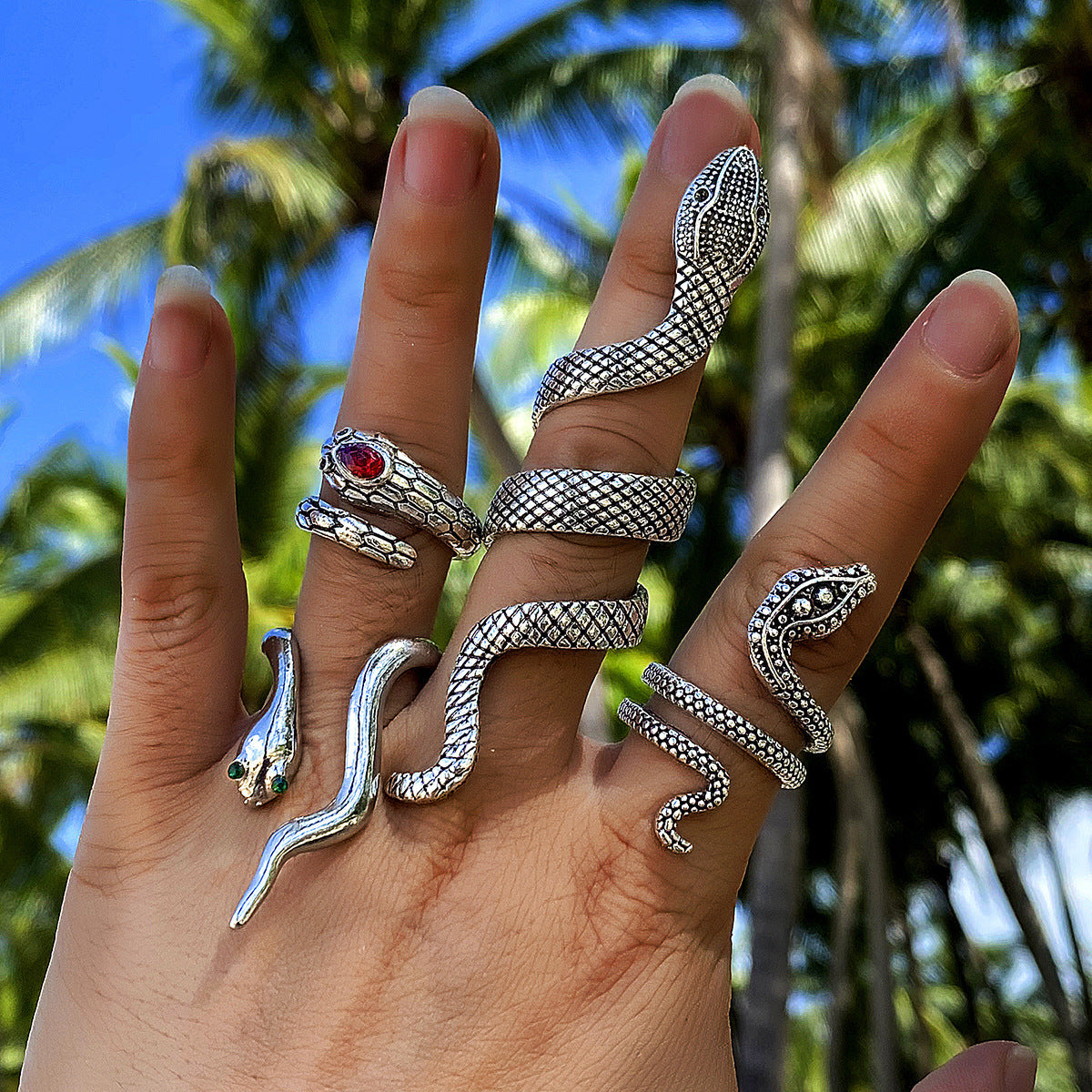 RS137: Maximalistic Finger Ring Sets (silver) - 4pcs