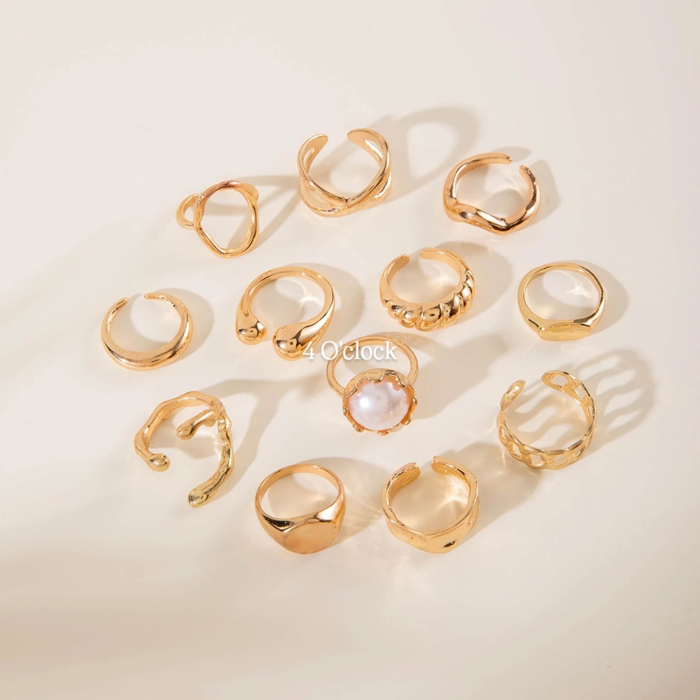 ✨RS48: Maximalistic Finger Ring Sets (Golden) - 12pcs (Adjustable-Non adjustable mixed sizes)
