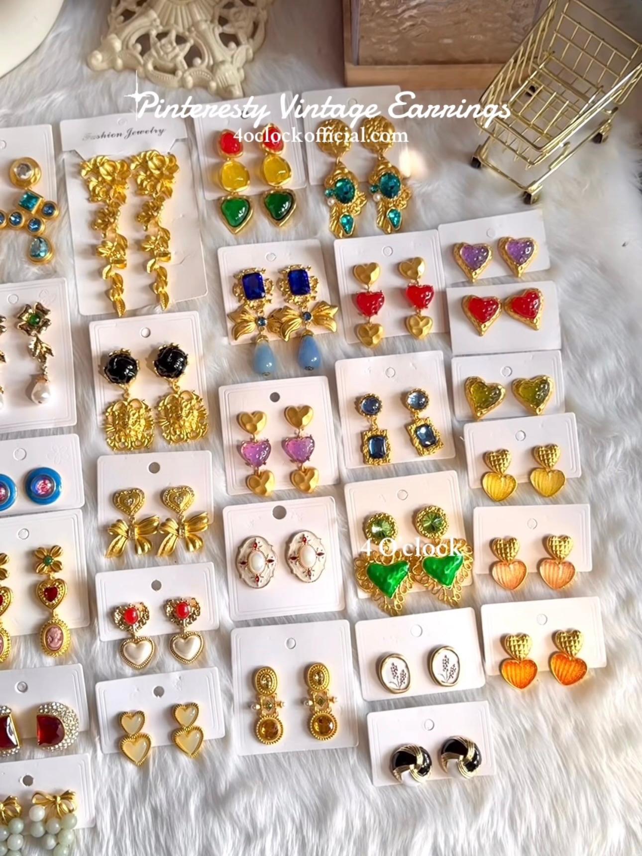 Vintage Earrings: Golden Purple Heart