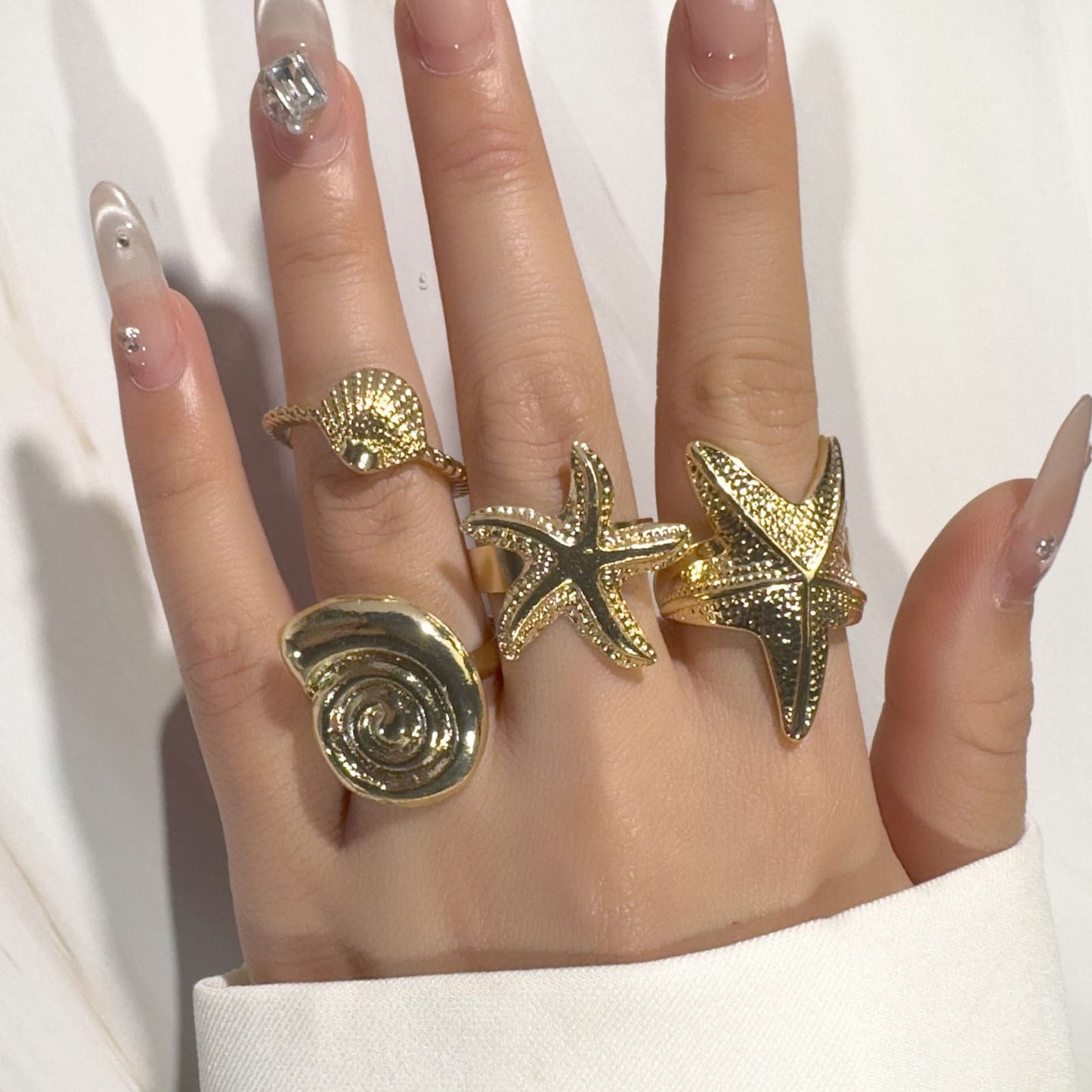 RS168: Maximalistic Finger Ring Sets (golden) - 4pcs