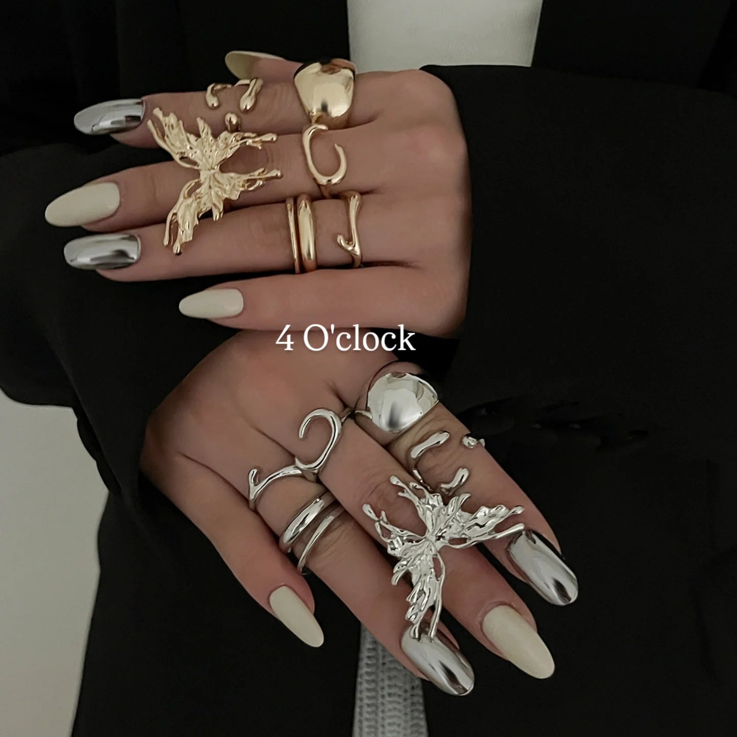 ✨RS111: Maximalistic Finger Ring Sets (Golden) - 6pcs (Adjustable-Non adjustable mixed sizes)