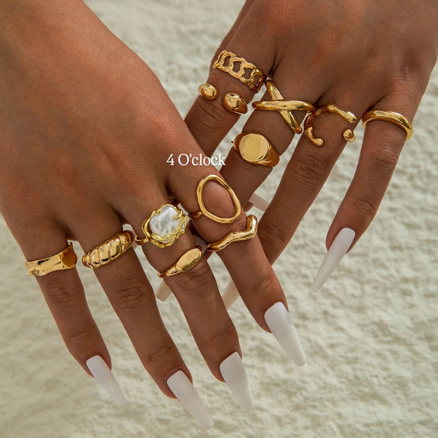 ✨RS52: Maximalistic Finger Ring Sets (Golden) - 12pcs (Adjustable-Non adjustable mixed sizes)
