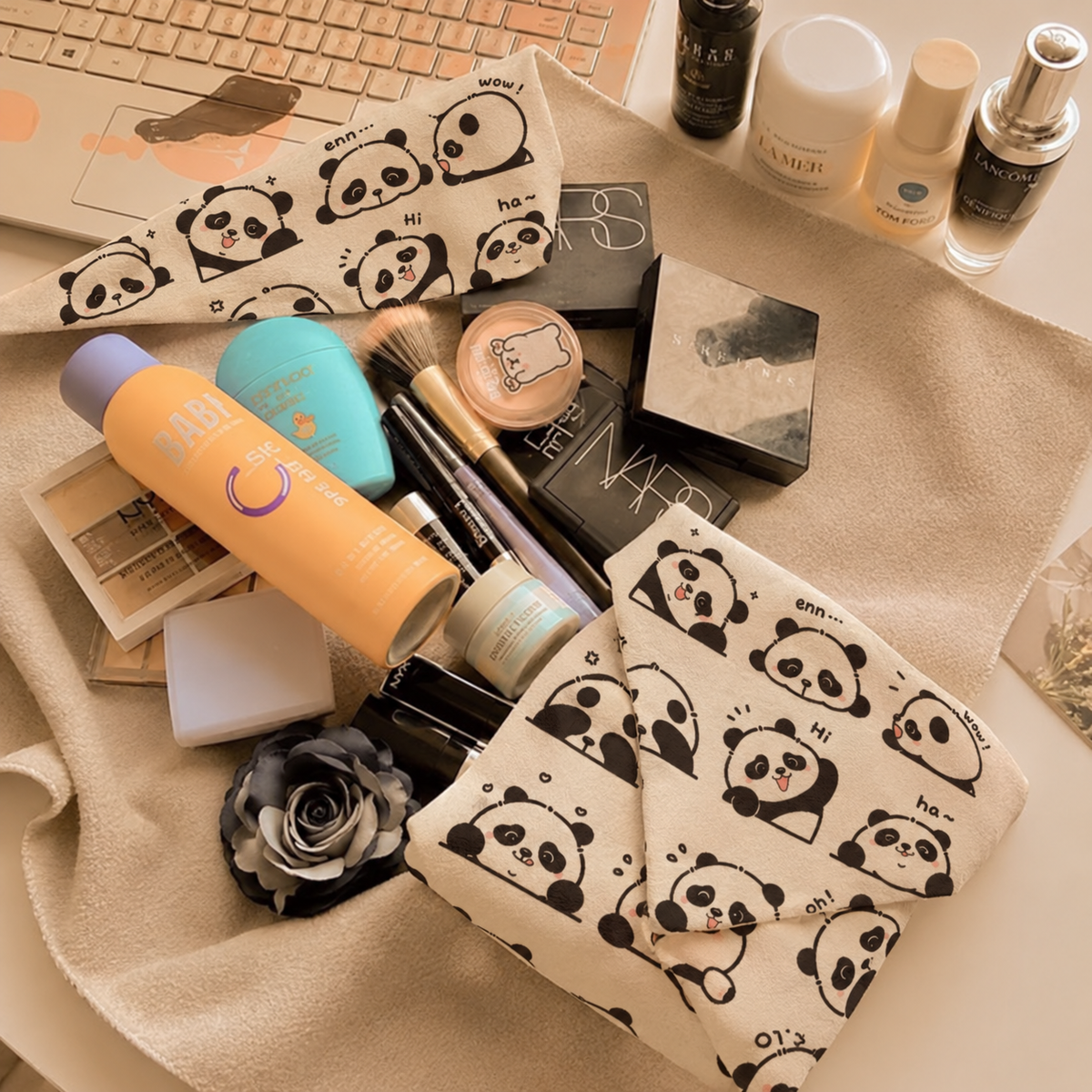OG54: Self Adhesive Foldable Makeup Bag: Panda