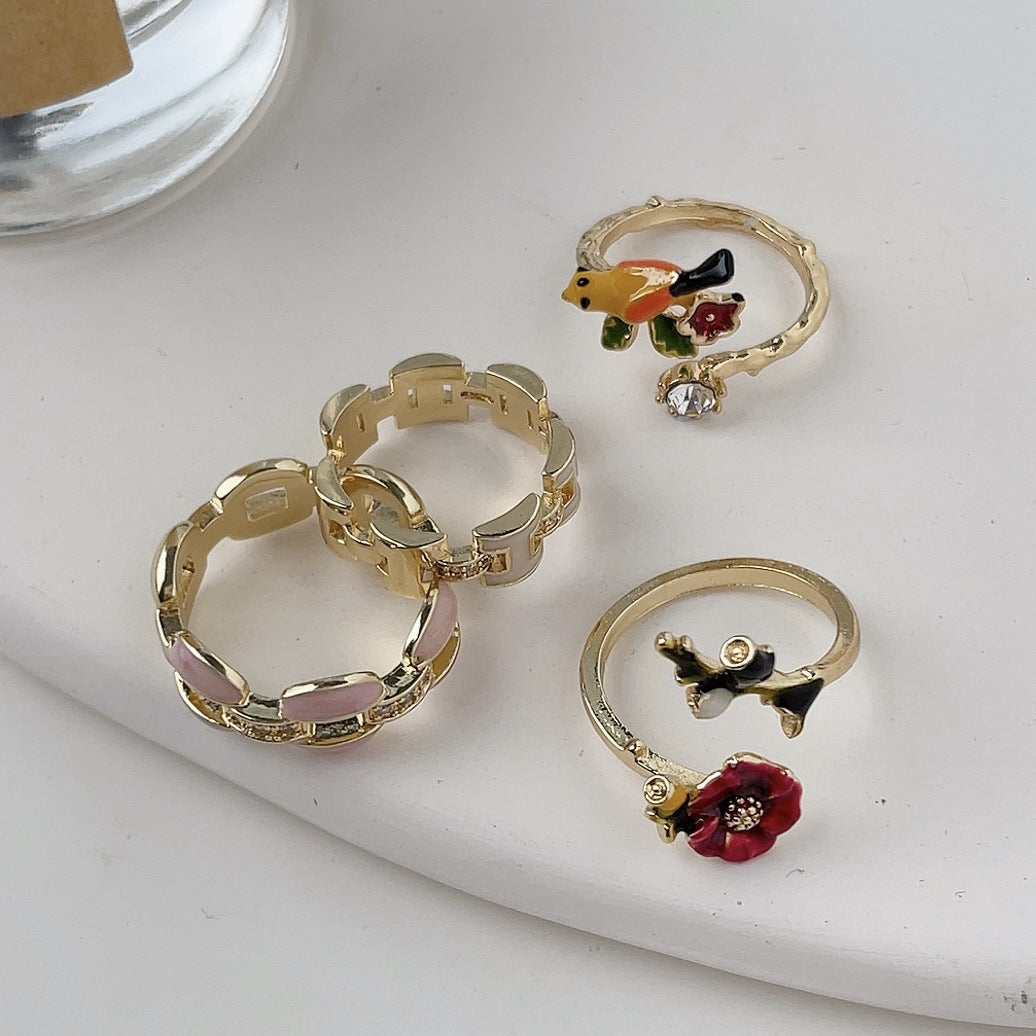 🦜70: Themed Finger Rings: Red Flower✨
