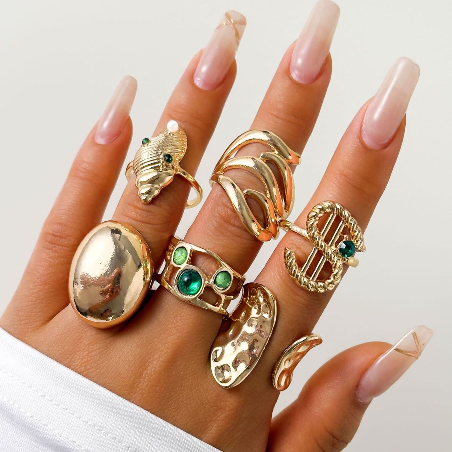 RS42: Maximalistic Finger Ring Sets (golden) - 6pcs