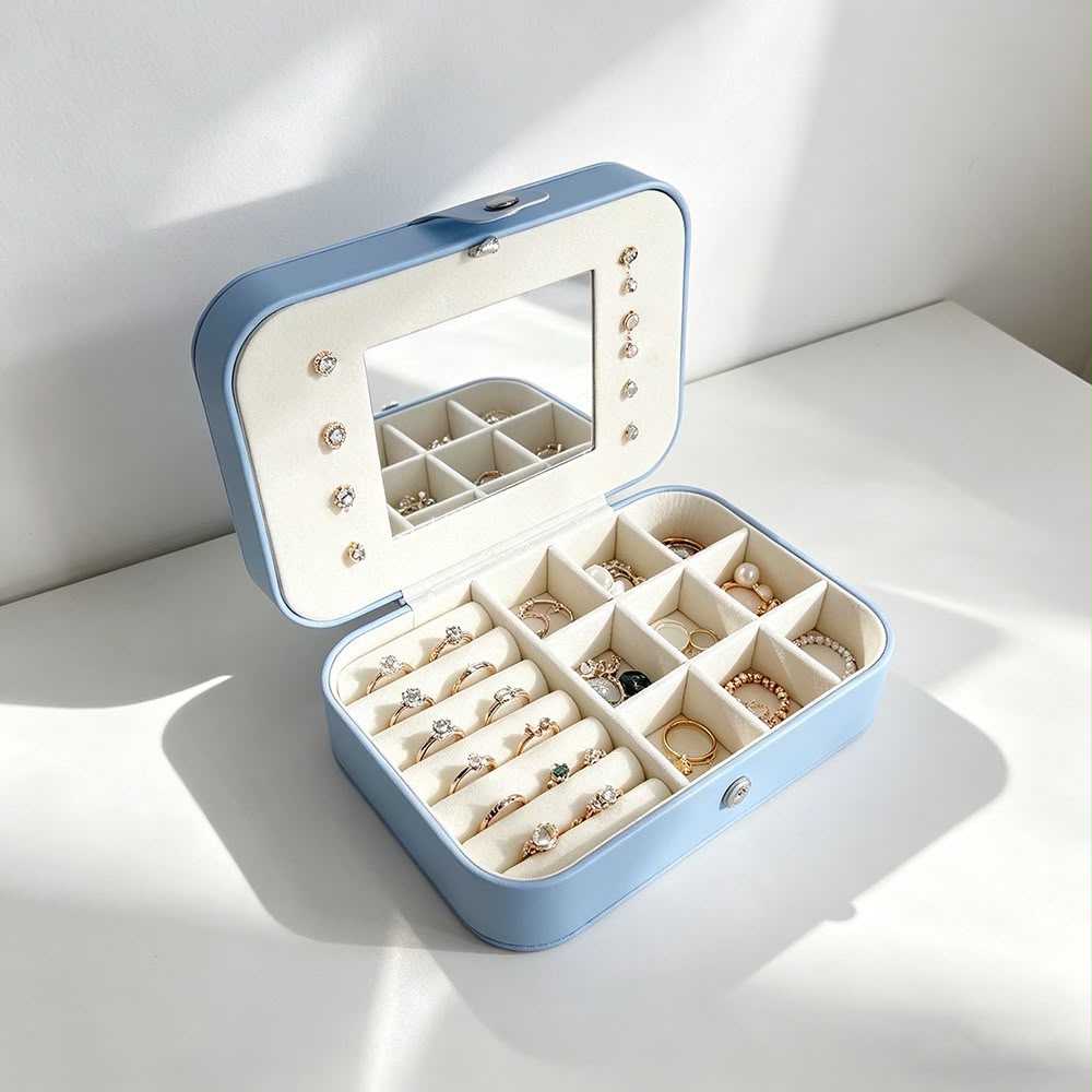 OG27: Jewellery Organizer with mirror: Sky Blue