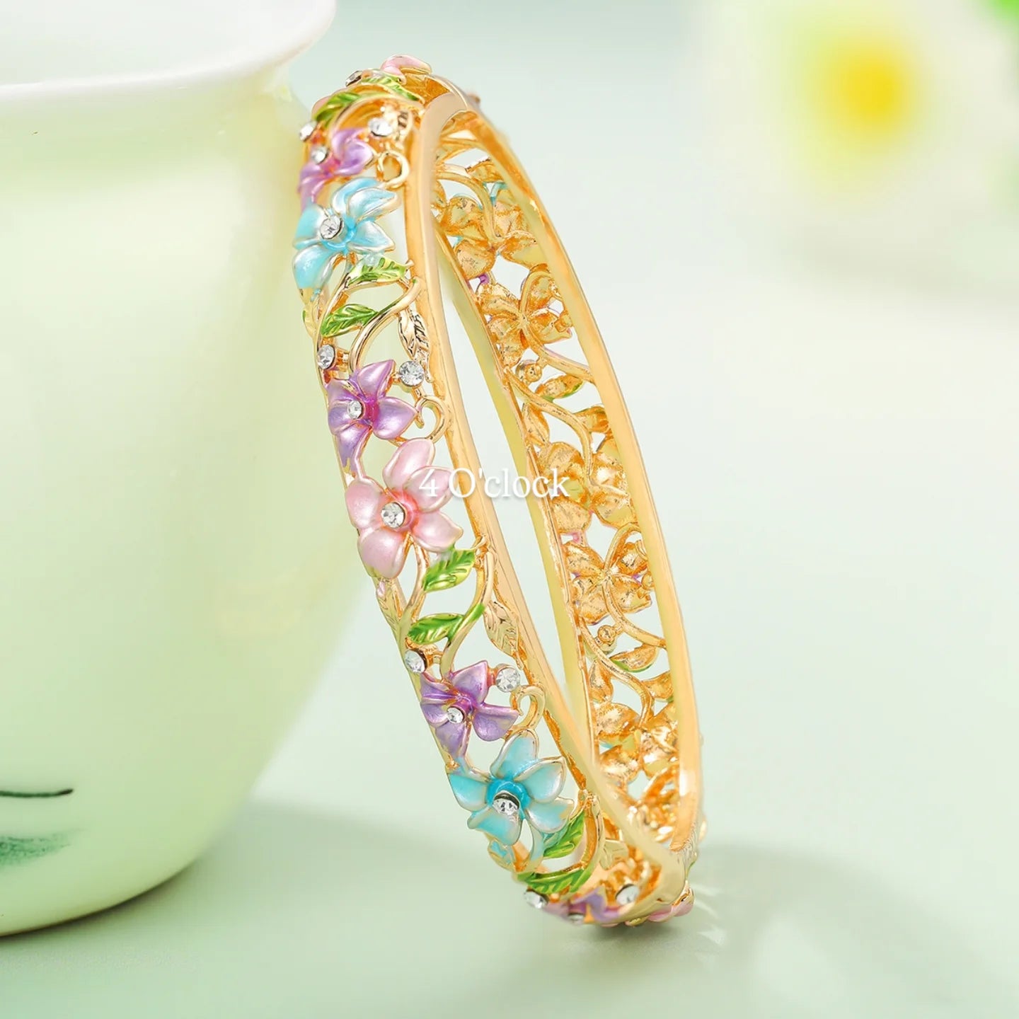 ✨🏰VC20: Cloisonné Vintage Victorian Bangles : Powder Blue 🌸🕯️
