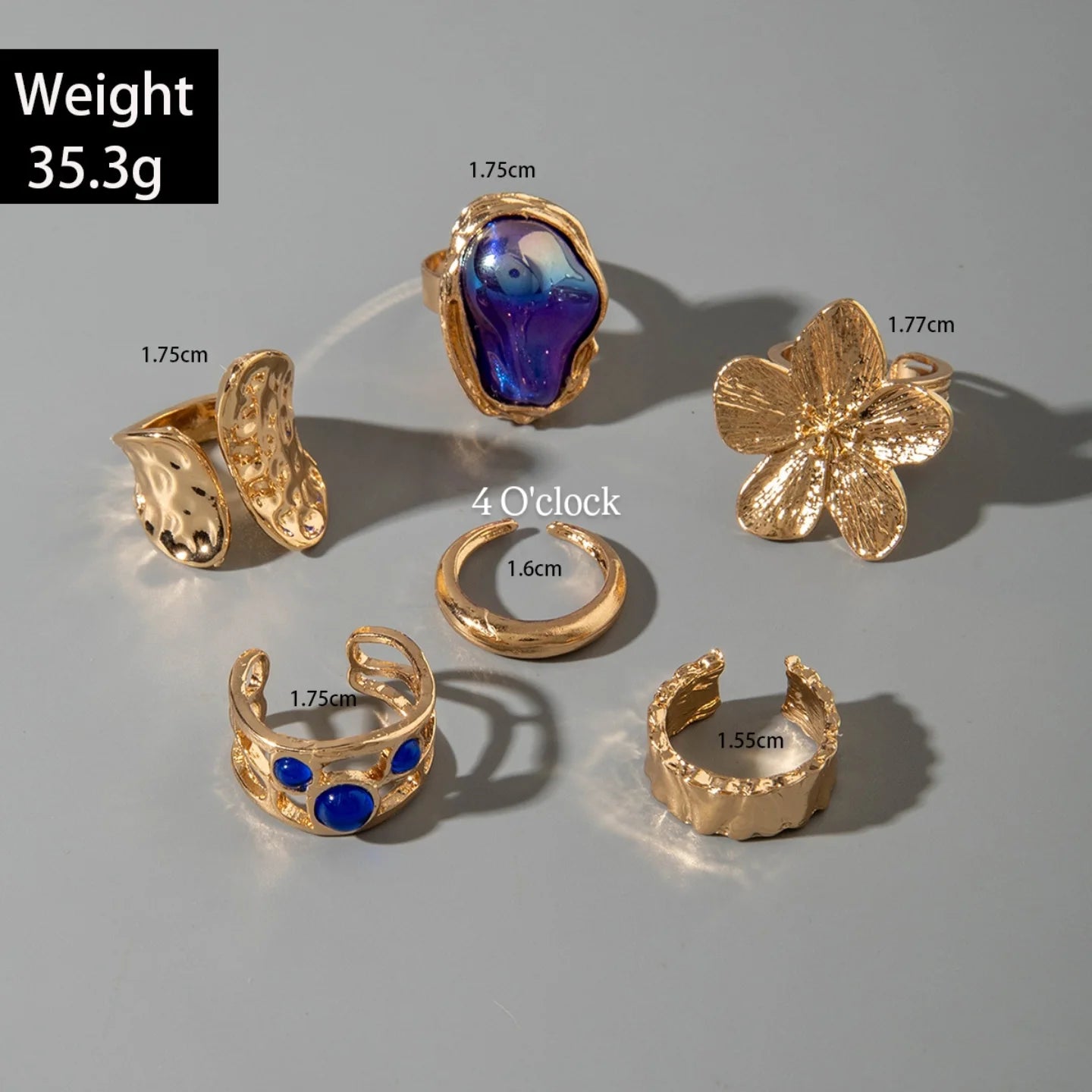 ✨RS59: Maximalistic Finger Ring Sets (Golden) - 6pcs (Full set adjustable)
