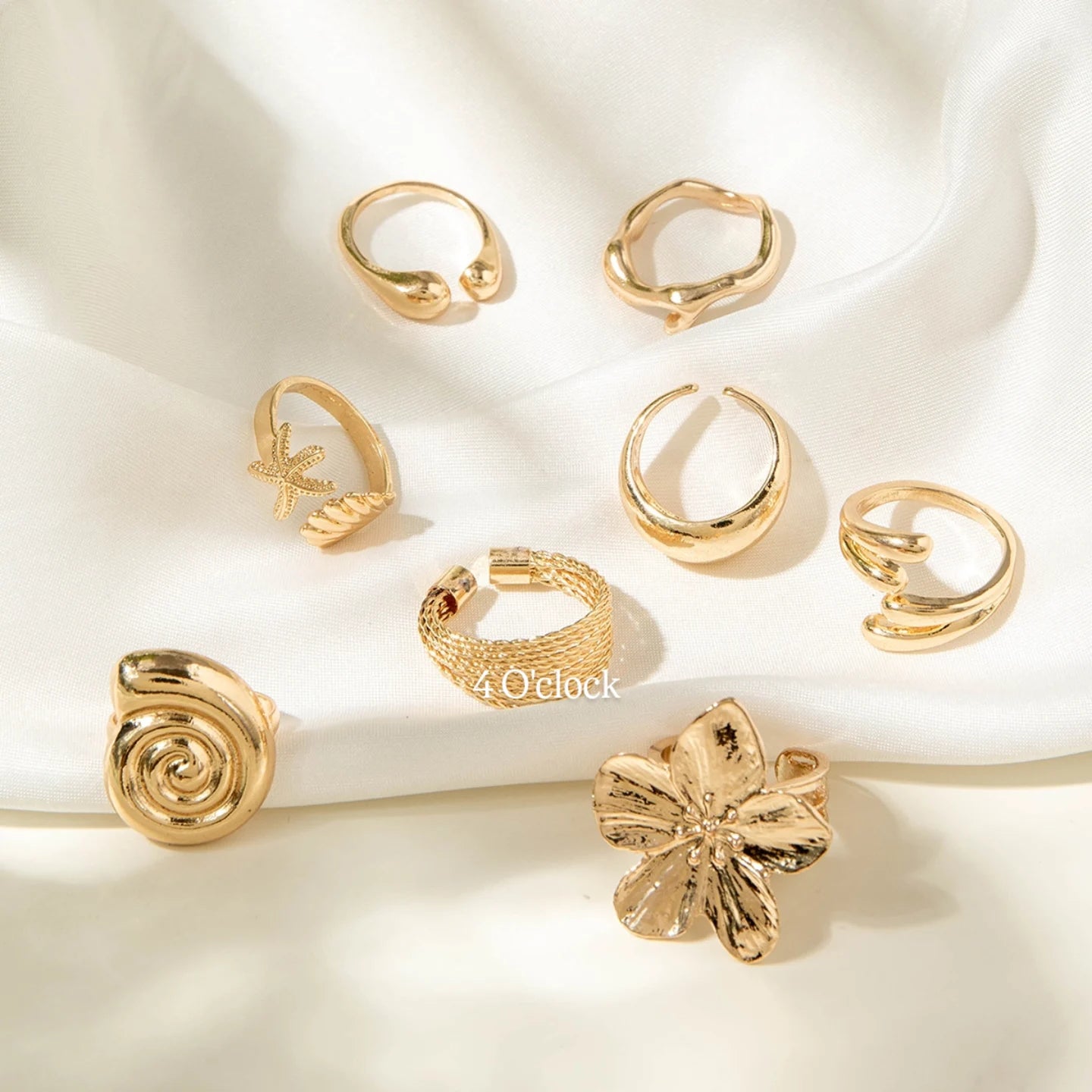✨RS02: Maximalistic Finger Ring Sets (Golden) - 8pcs (full set adjustable)