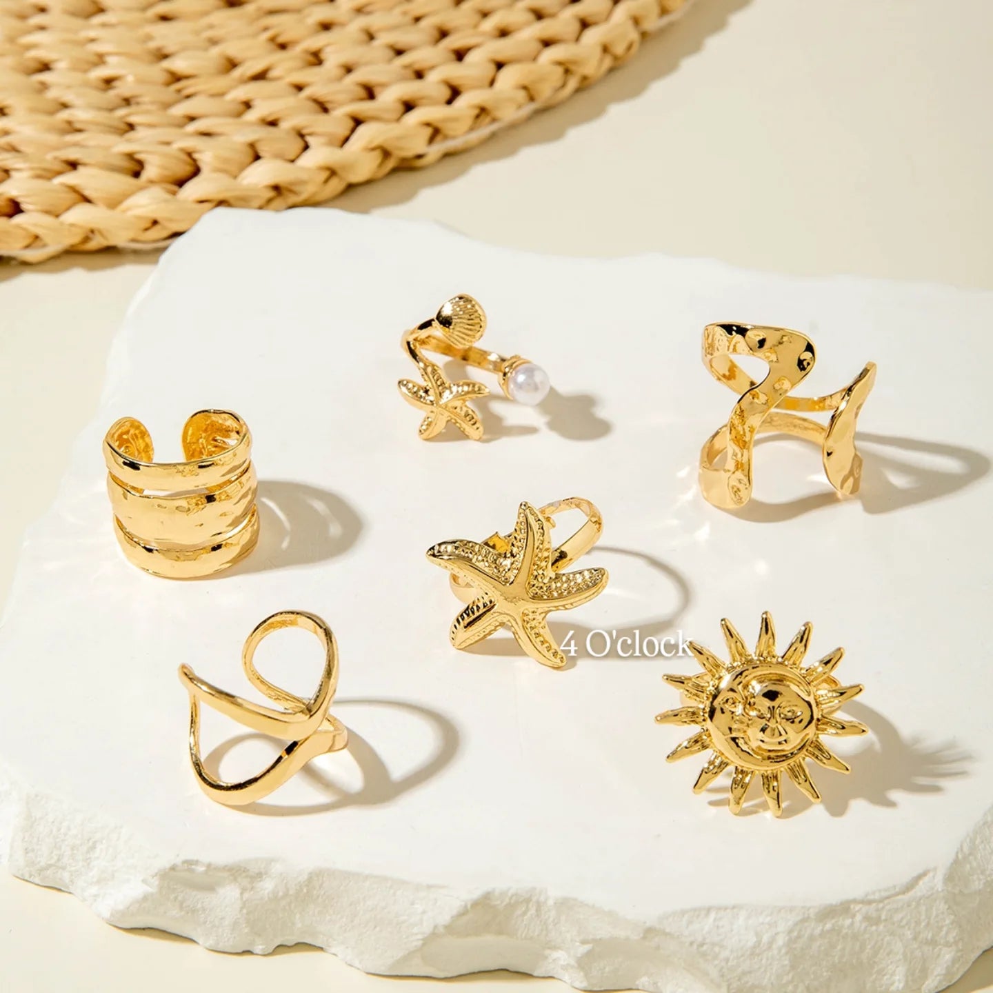 ✨RS65: Maximalistic Finger Ring Sets (Golden) - 6pcs (Full set adjustable)