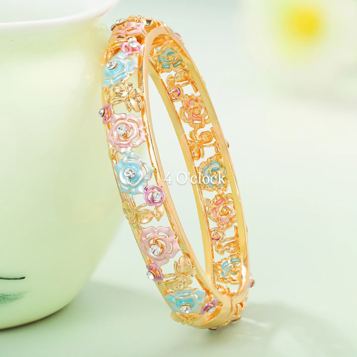 ✨🏰VC28: Cloisonné Vintage Victorian Bangles : Powder Blue 🌸🕯️