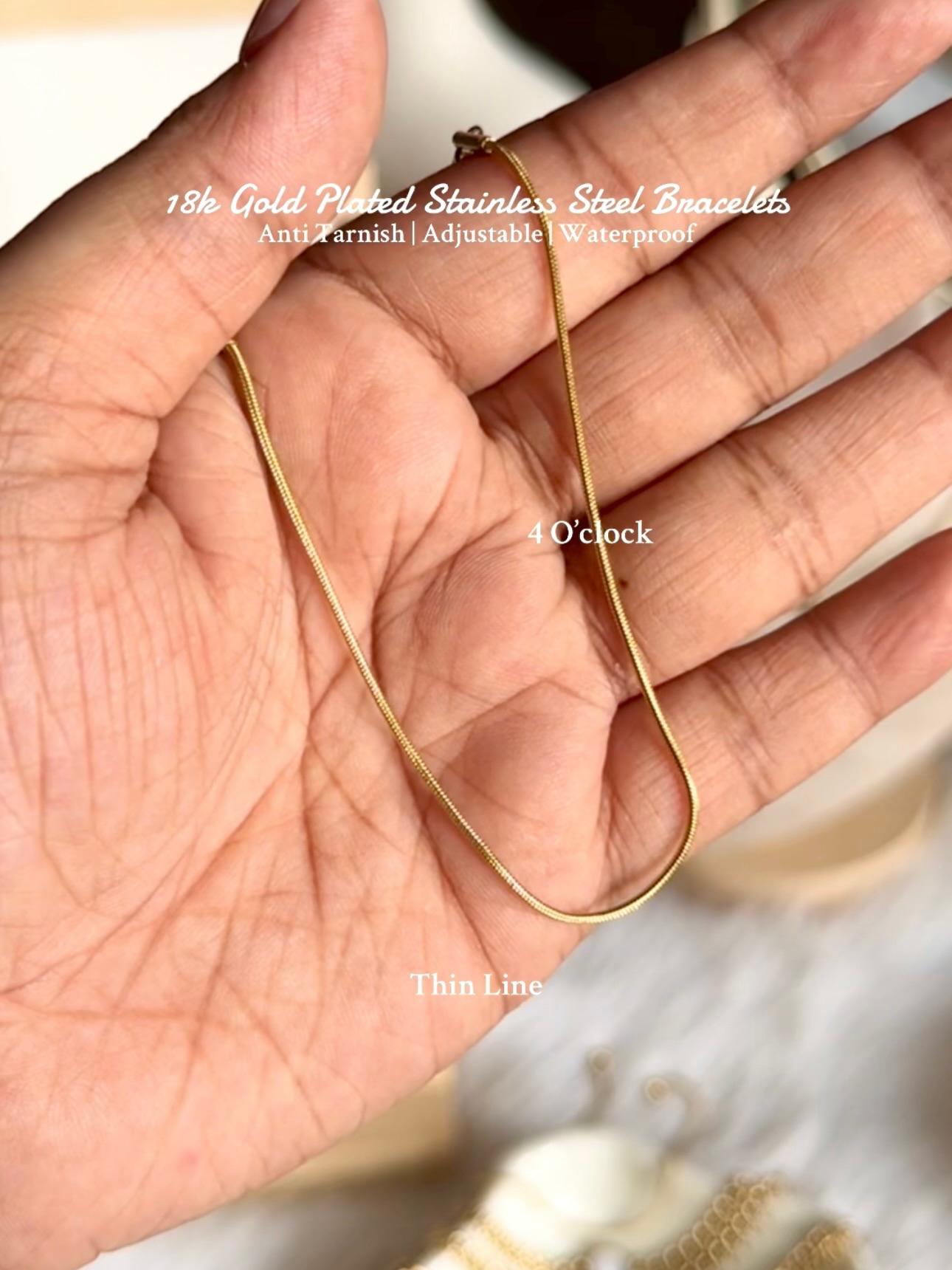 B08⚜️18k Gold Plated Stainless Steel Bracelet: Thin Line✨