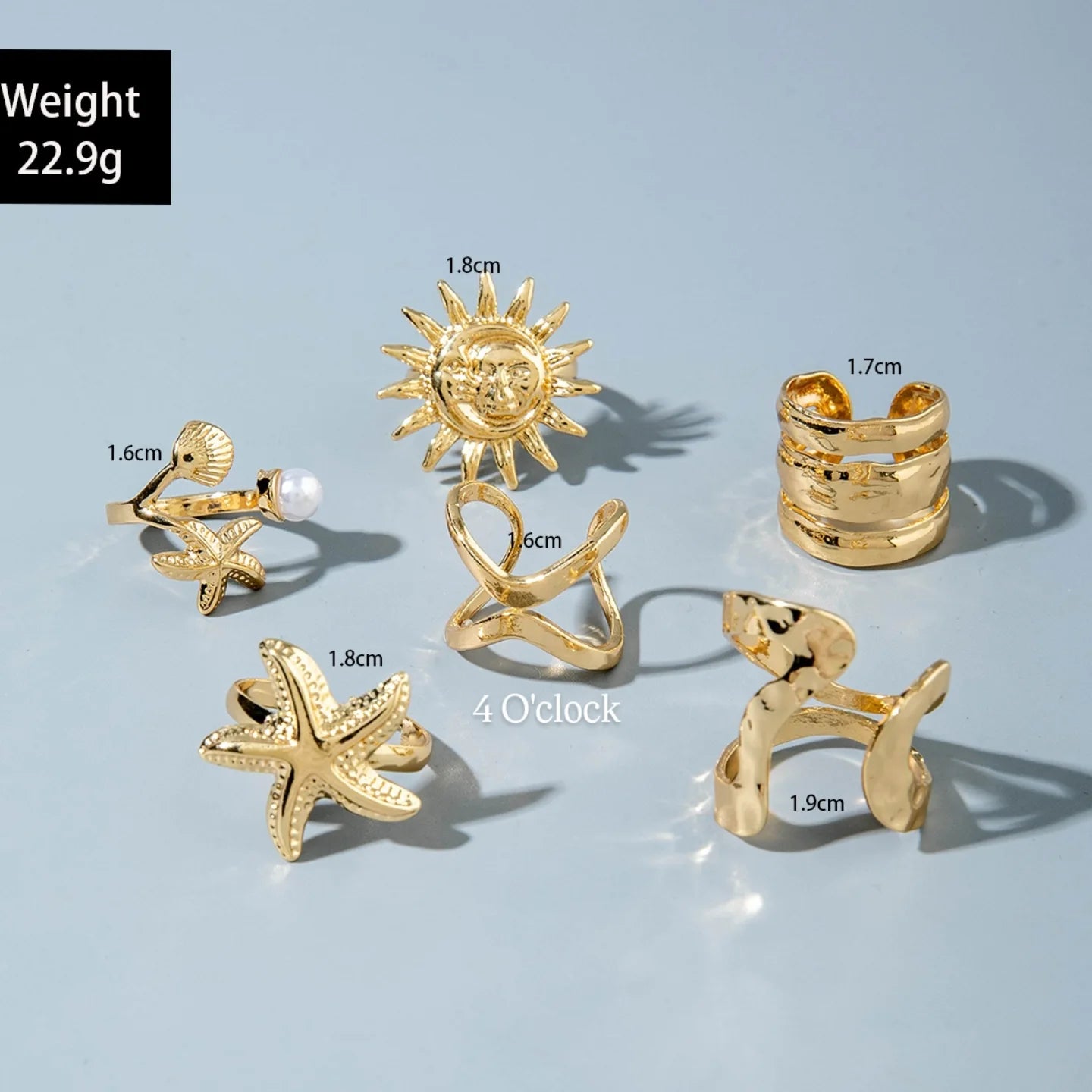 ✨RS65: Maximalistic Finger Ring Sets (Golden) - 6pcs (Full set adjustable)