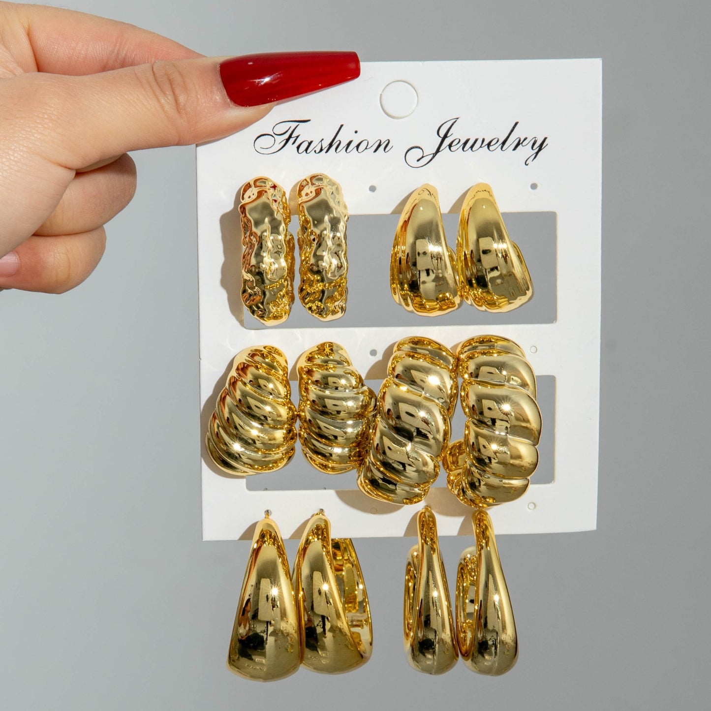 ES3: Maximalist Golden Earrings Set (6 pair)