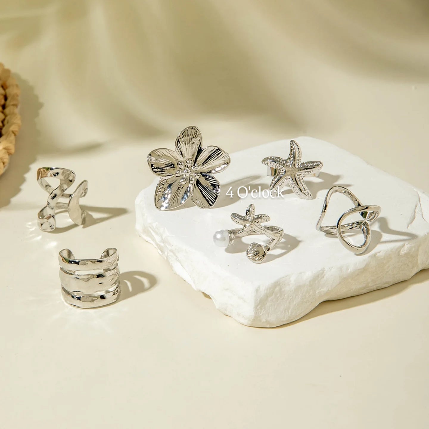 ✨RS71: Maximalistic Finger Ring Sets (Silver) - 6pcs (Adjustable-Non adjustable mixed sizes)