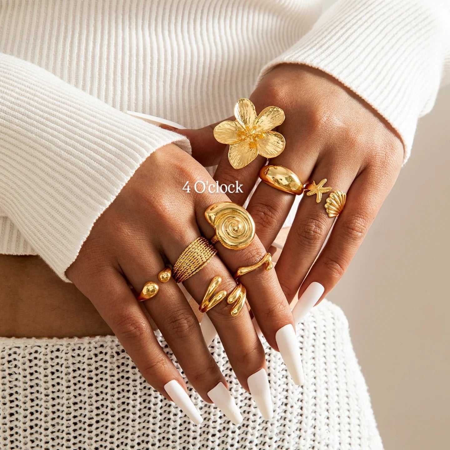 ✨RS02: Maximalistic Finger Ring Sets (Golden) - 8pcs (full set adjustable)