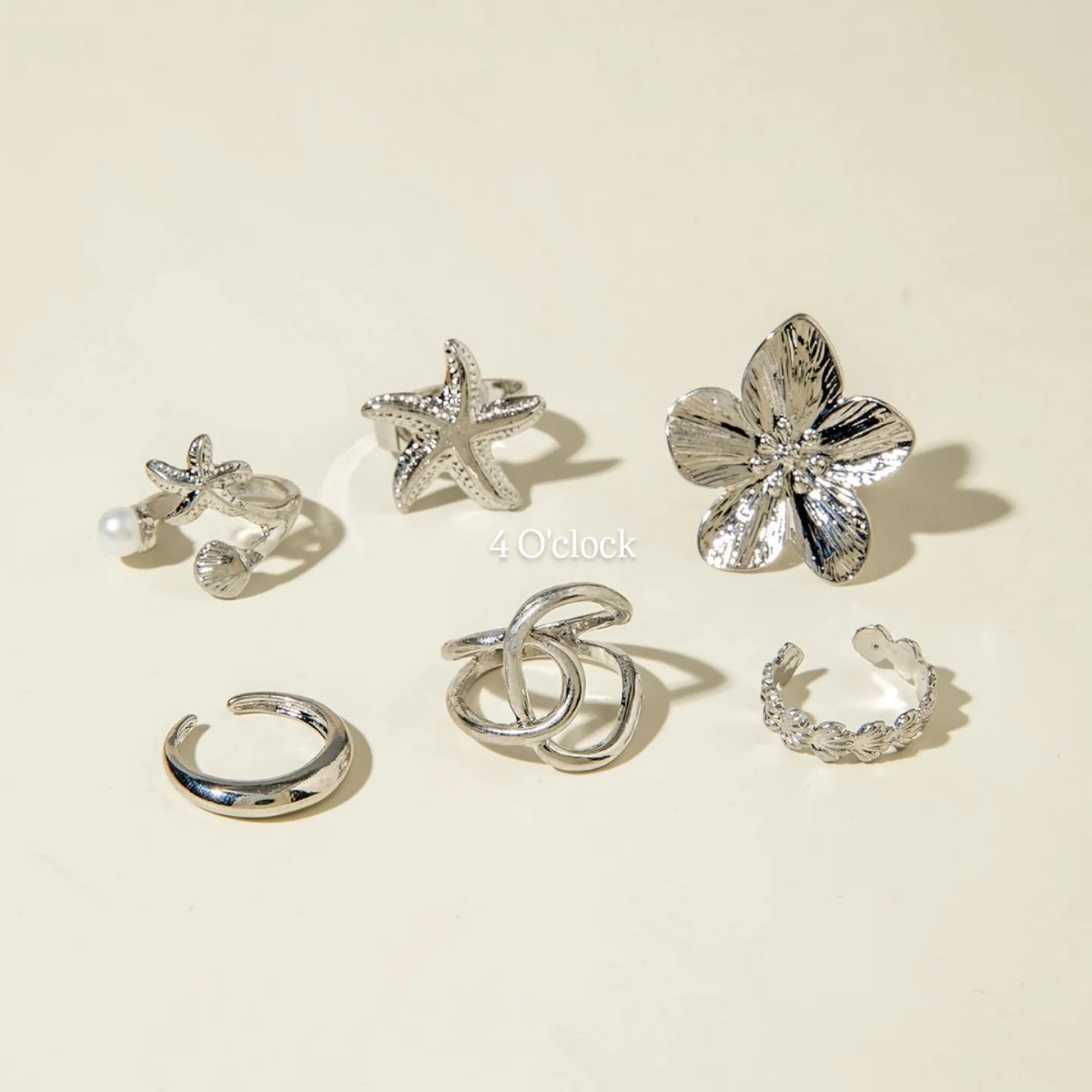 ✨RS70: Maximalistic Finger Ring Sets (Silver) - 6pcs (Adjustable-Non adjustable mixed sizes)
