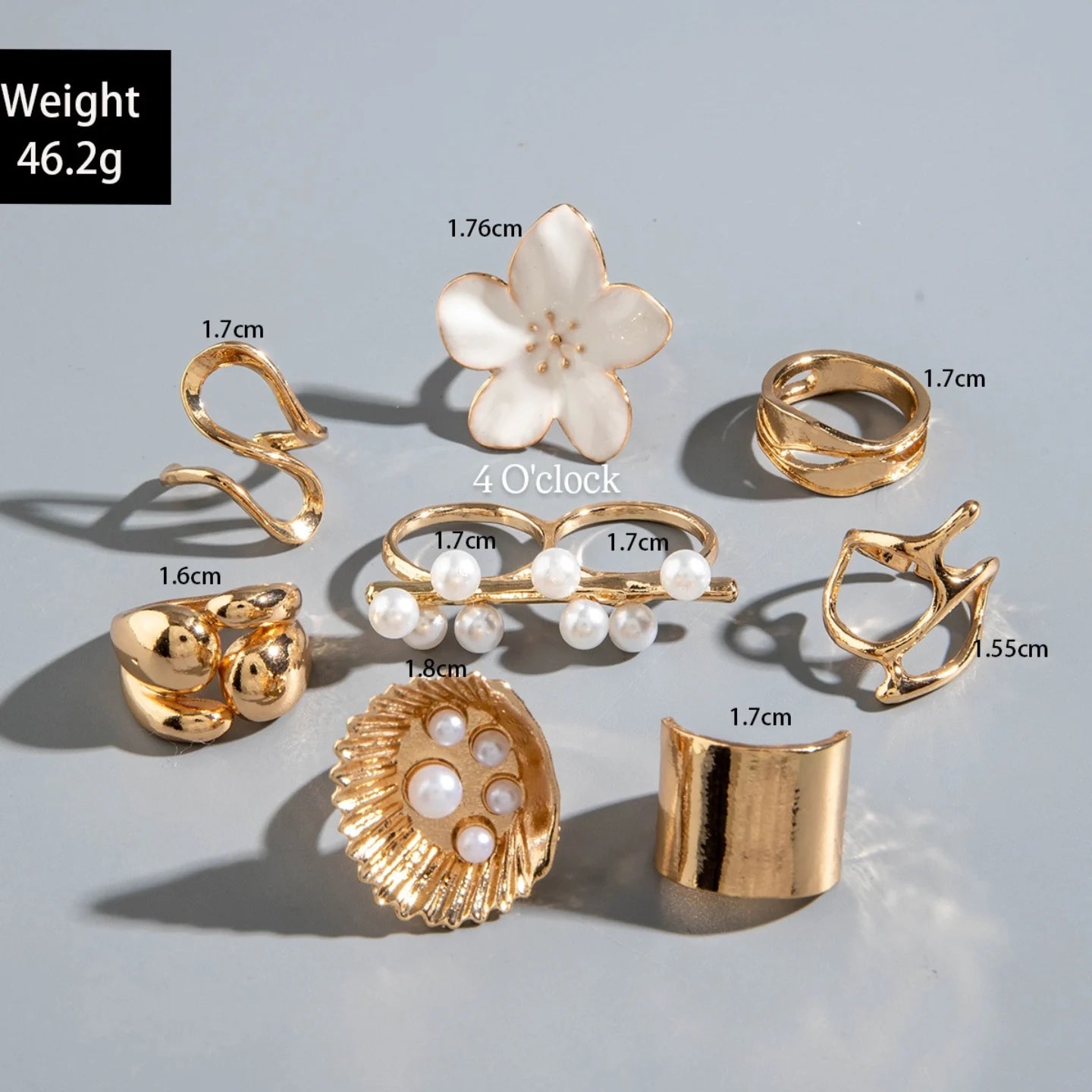 ✨RS53: Maximalistic Finger Ring Sets (Golden) - 8pcs (Adjustable-Non adjustable mixed sizes)