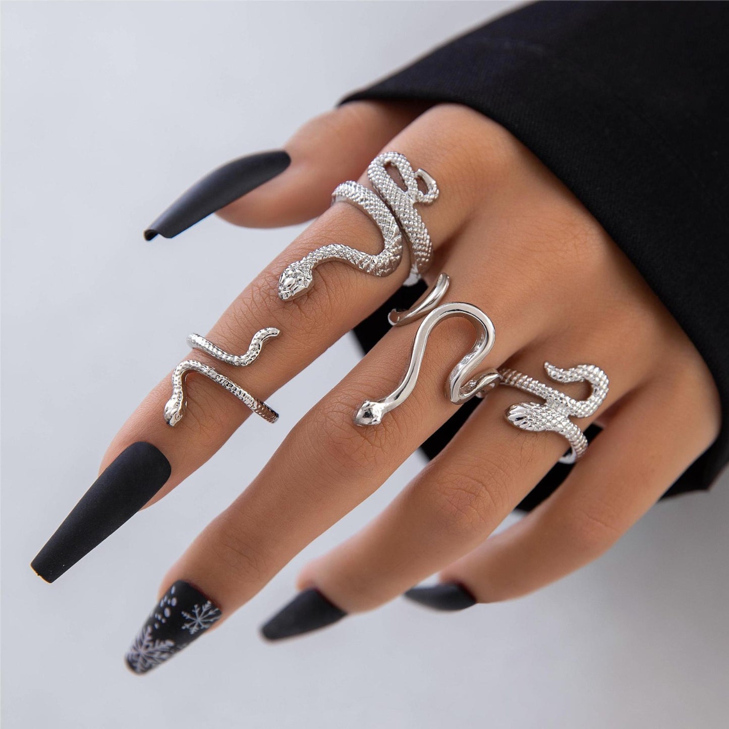RS138: Maximalistic Finger Ring Sets (silver) - 4pcs