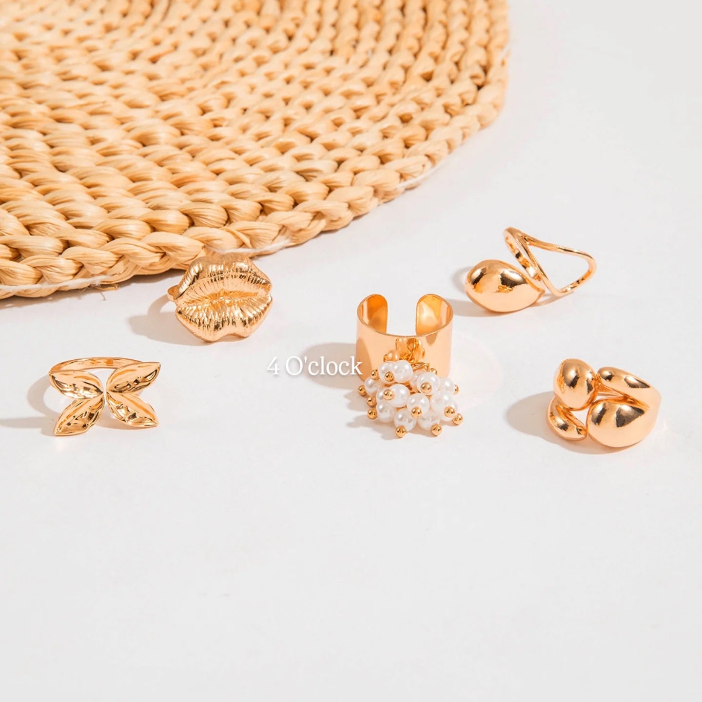✨RS86: Maximalistic Finger Ring Sets (Golden) - 5pcs (Adjustable-Non adjustable mixed sizes)