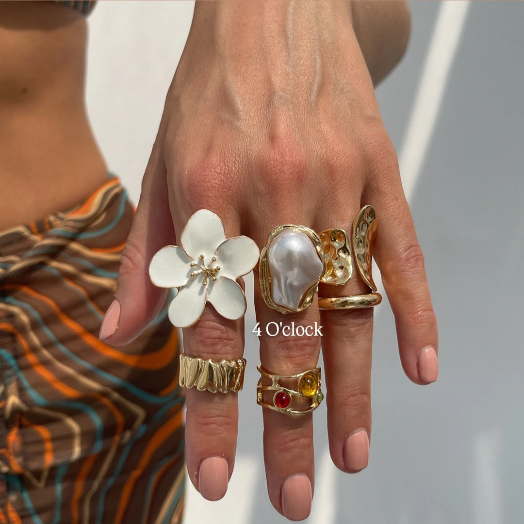 ✨RS39: Maximalistic Finger Ring Sets (Golden) - 6pcs (Full set adjustable)